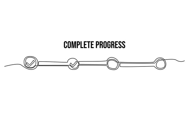 Continuous one line drawing checklist to project progress Measurement and performance level concept Single line draw design vector graphic illustration