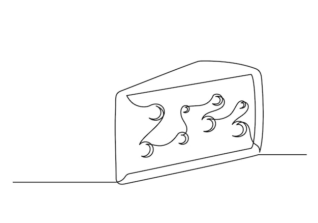 Continuous one line drawing of an cheese