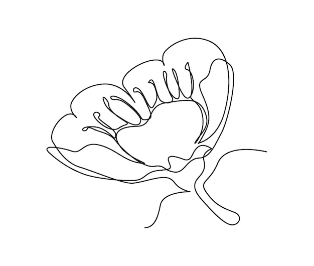 Vettore disegno continuo di una linea di fiori di ciliegio semplice illustrazione vettoriale della linea di fiori in fiore