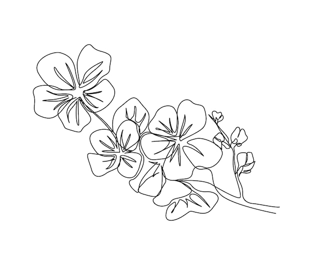 Continuous one line drawing of cherry blossom Simple flower blossom line art vector illustration