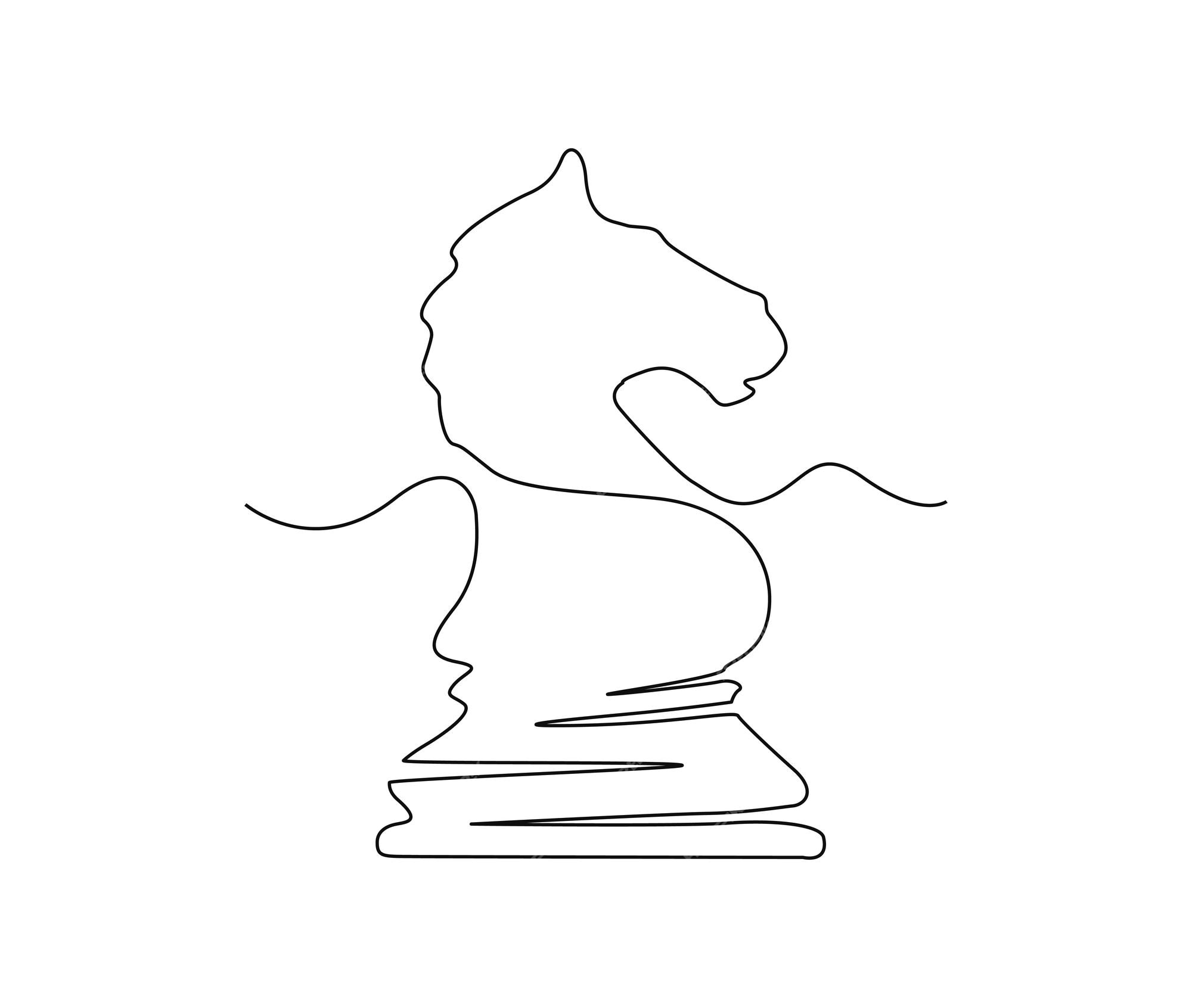 Continuous One Line Drawing Of Chess Pieces Minimalist Design