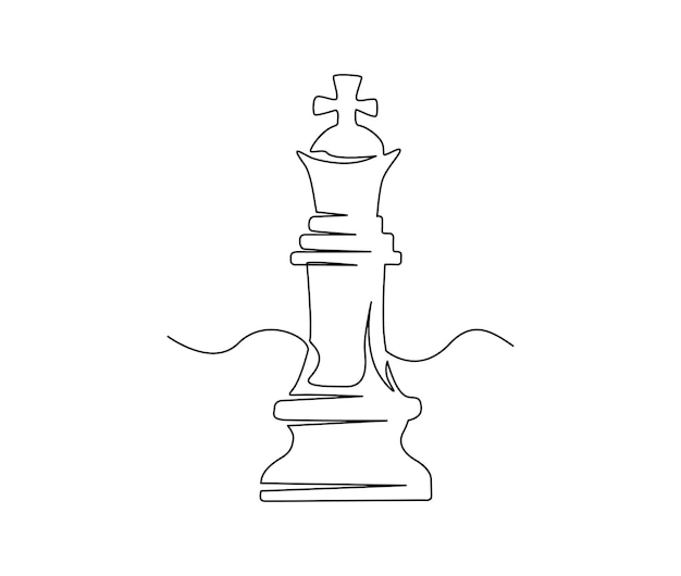 Vector continuous one line drawing of chess queen simple dame line art vector illustration