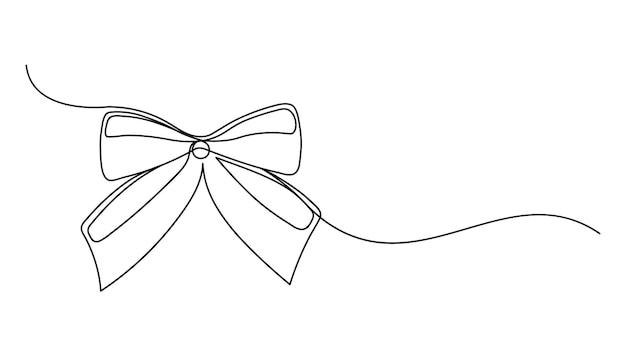 Continuous one line drawing of a Christmas bow