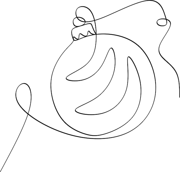 Vector continuous one line drawing of a christmas decoration of baubles in silhouette on a white background