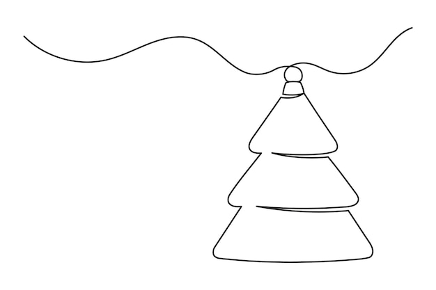 Continuous one line drawing of the christmas tree