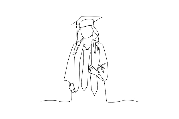 Continuous one line drawing class of 2023 congrats graduates graduation concept single line draw design vector graphic illustration