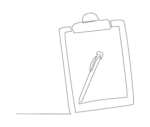 Continuous one line drawing of clipboard and pen simple clipboard line art vector illustration Editable stroke