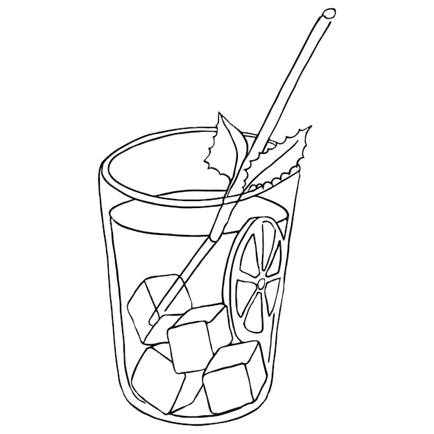 Continuous one line drawing cocktail line art vector illustration