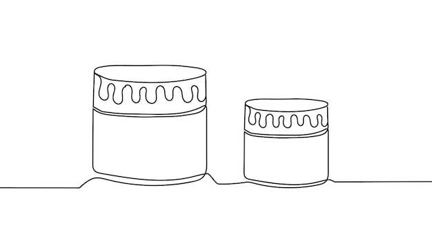 Disegno continuo di una linea del contenitore del prodotto cosmetico per crema in polvere o gel