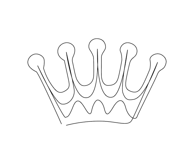 Vettore disegno continuo di una linea della corona semplice disegno del contorno della tiara vettore di tratto attivo modificabile