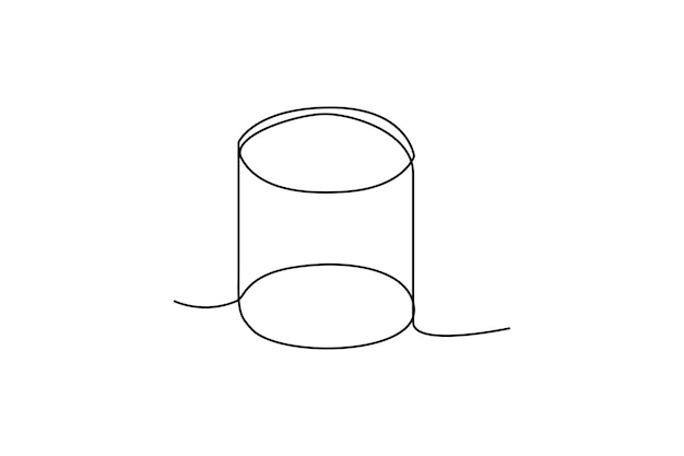 Continuous one line drawing cylinder Geometric shape concept Single line draw design vector graphic illustration