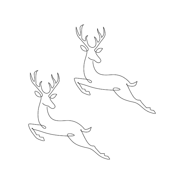 鹿 の 連続 的 な 一 線 の 描画