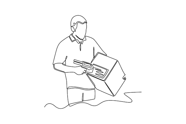 連続 1 つの線描画の配布と物流の概念 1 つの線描画デザイン ベクトル グラフィック イラスト
