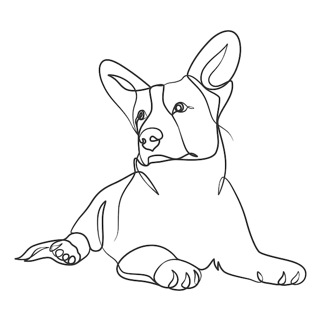 Continuous one line drawing of a dog Dog one line drawing minimalist style