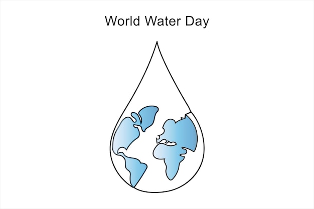 Continuous one line drawing of earth water World water day concept isolated vector illustration