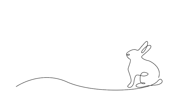 Vector continuous one line drawing of easter bunny rabbit