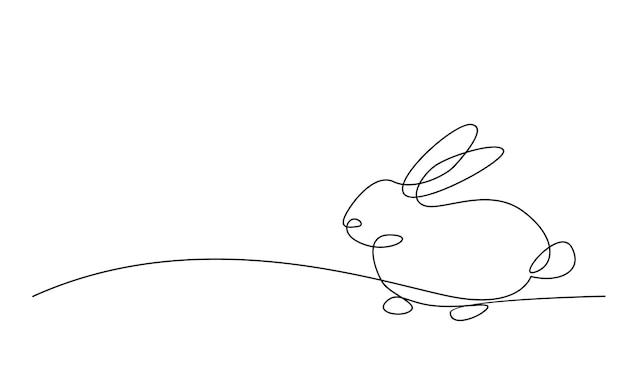 Vector continuous one line drawing of easter bunny rabbit