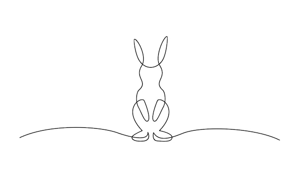 Vettore disegno continuo in una linea del coniglio del coniglio di pasqua