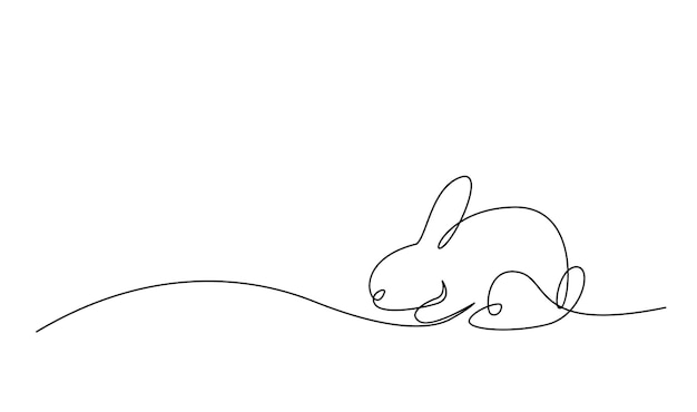 Vector continuous one line drawing of easter bunny rabbit