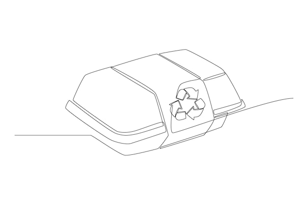 Непрерывный рисунок одной линии эко-упаковочной коробки для продуктов питания Концепция эко-упаковки Однолинейный рисунок дизайн векторной графической иллюстрации