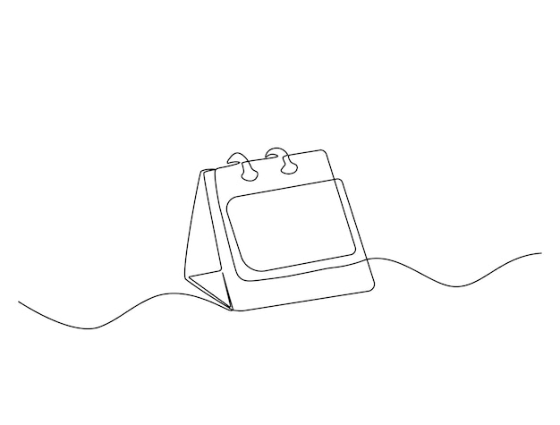 빈 풀잎 책상 달력 의 연속적 인 한 줄 그림