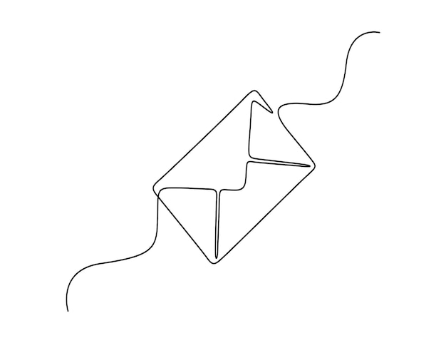 continuous one line drawing of an envelope message or notification concept vector illustration