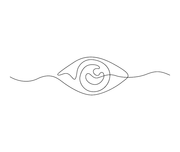 Vector continuous one line drawing of eye watch minimalist eye wih retina outline design editable active stroke vector