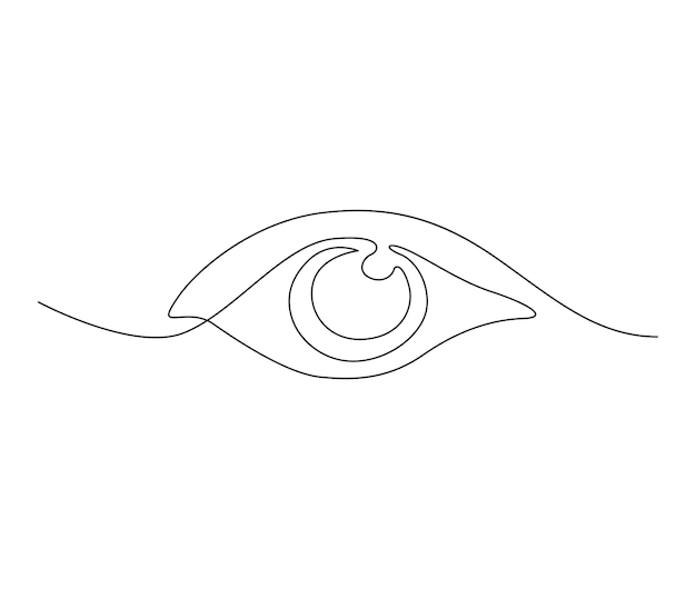 Continuous one line drawing of eye watch minimalist eye wih retina outline design editable active stroke vector