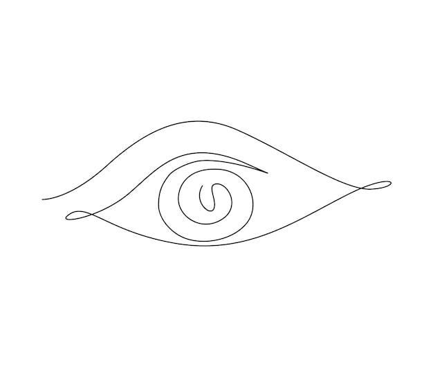 Continuous one line drawing of eye watch minimalist female eye outline design editable active stroke vector