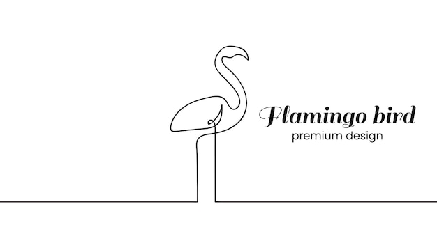 Continuous one line drawing of flamingo birds