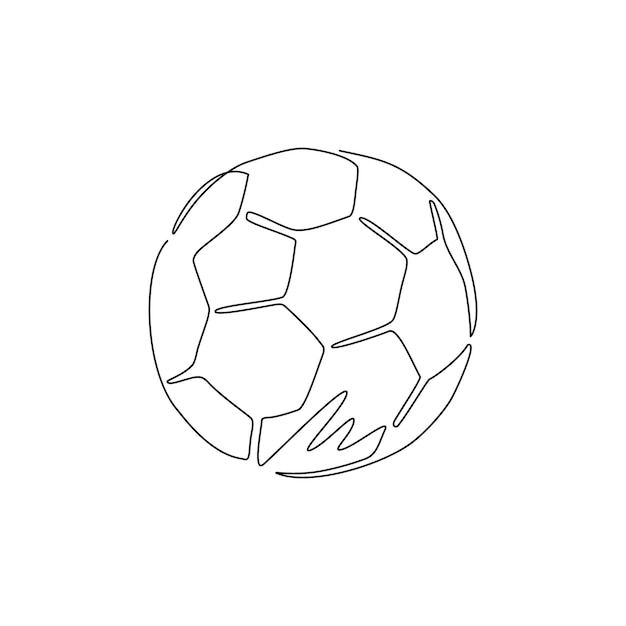 Disegno continuo di una linea di partite di calcio icona simbolo della palla simbolo dello sport segno emblema vettore isolato