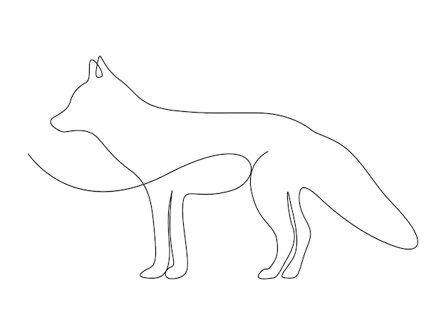 Vector continuous one line drawing of fox single line art isolated on white background pro vector