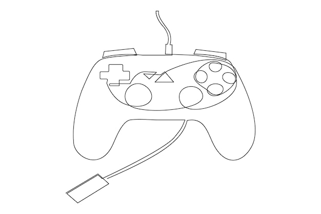 ゲームスティック・ジョイスティック・ゲーミング・コントローラの連続的な1行図概要ベクトルイラスト