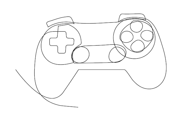 Continuous one line drawing of game stick Joystick gaming controller outline vector illustration