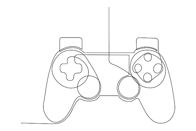Continuous one line drawing of game stick Joystick gaming controller outline vector illustration