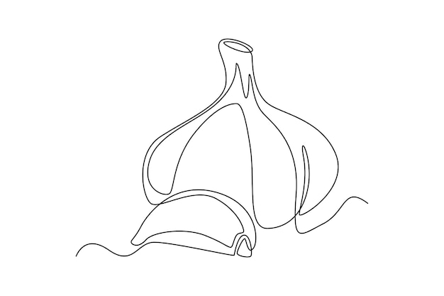 Continuous one line drawing garlic Vegetable concept Single line draw design vector graphic illustration