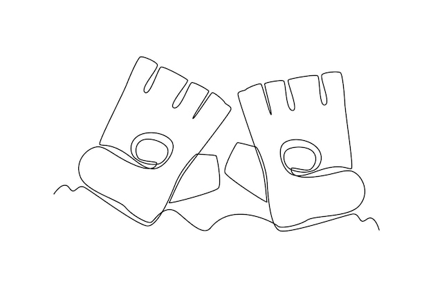 Continuous one line drawing gloves Fitness equipment concept Single line draw design vector graphic illustration