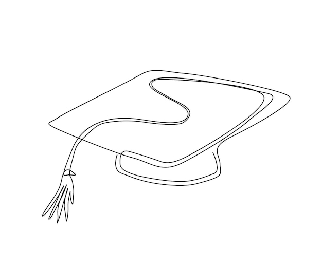 Disegno continuo a una linea del cappuccio graduato semplice illustrazione dell'illustrazione vettoriale dell'arte della linea del tappo del bordo del mortaio nero