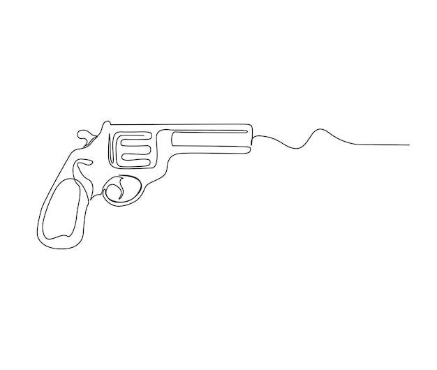 Continuous one line drawing of hand Gun Old Gun single line art vector design Military concept