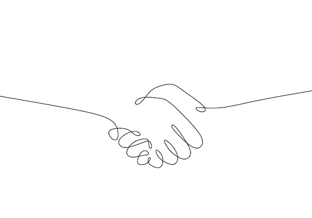 Continuous one line drawing of hand shake symbol