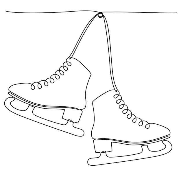 Vector continuous one line drawing of hanging pair of figure ice skates vector illustration