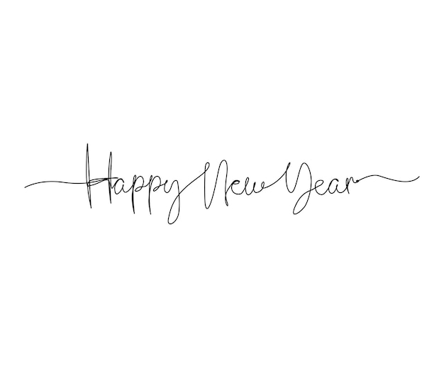 Continuous one line drawing of Happy New Year Happy New Year handwritten lettering new year text vector