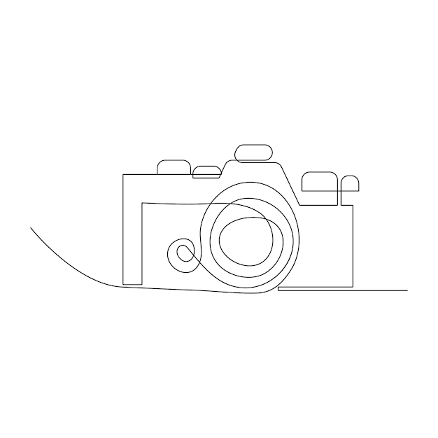 Continuous one line drawing hd photo camera outline vector illustration