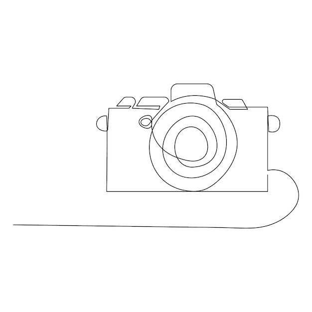 Непрерывный рисунок одной линии hd фотокамера контур векторной иллюстрации