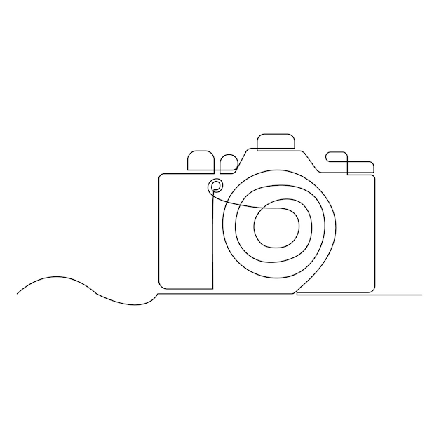 Continuous one line drawing hd photo camera outline vector illustration