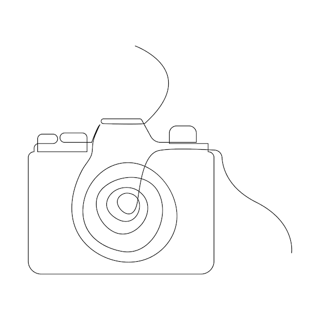 Continuous one line drawing hd photo camera outline vector illustration