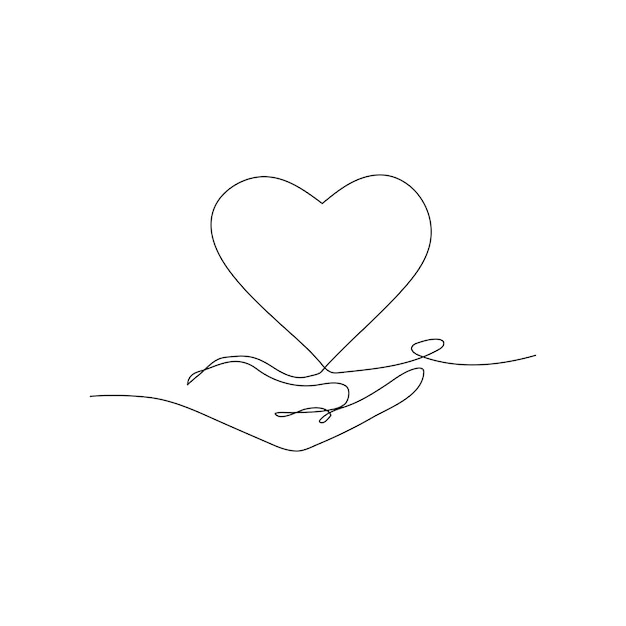 Continuous one line drawing of heart outline vector illustration