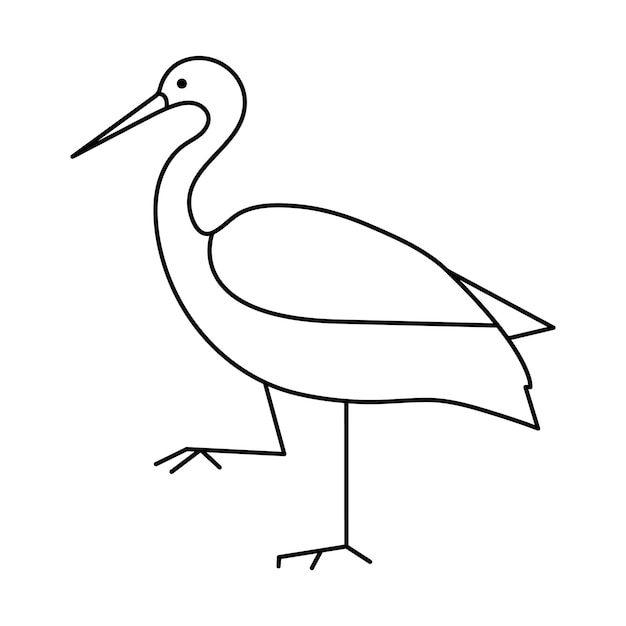 Continuous one line drawing of heron bird vector illustration