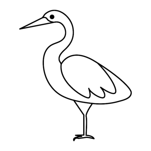 Continuous one line drawing of heron bird vector illustration