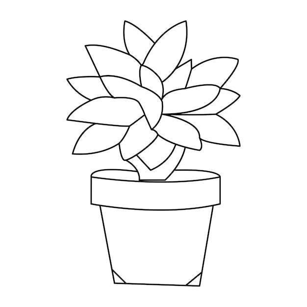 Continuous one line drawing of home plant in a pot tree vector illustration